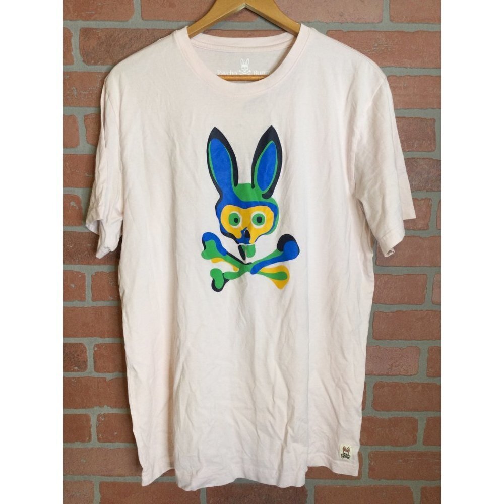 Psycho Bunny Robert Godley Mens T-Shirt XL Graphic Print Crew Neck Pink Size 7